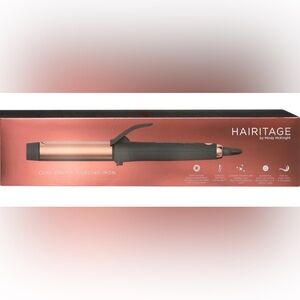 Hairitage 1.25 Inch Ceramic Curling Iron for Medium to Long Hair, Dual Voltage